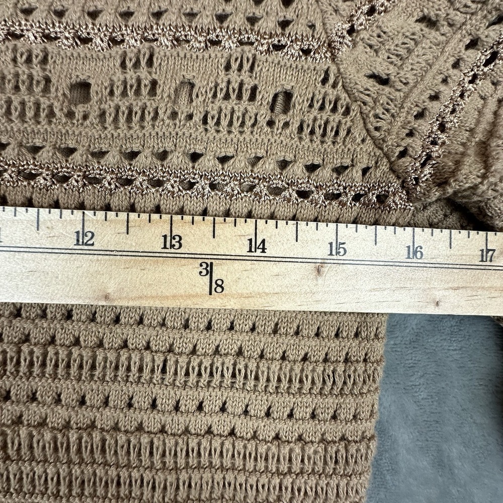 Laurie Felt Tunic Top Women's XS Camel Tan Brown Crochet Open Knit Lined - Picture 5 of 7